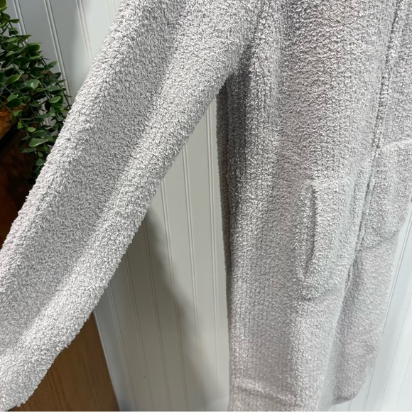 Barefoot Dreams Gray Teddy shirt lounge with 3/4-Zip and Standing Collar l/xl - Picture 6 of 9